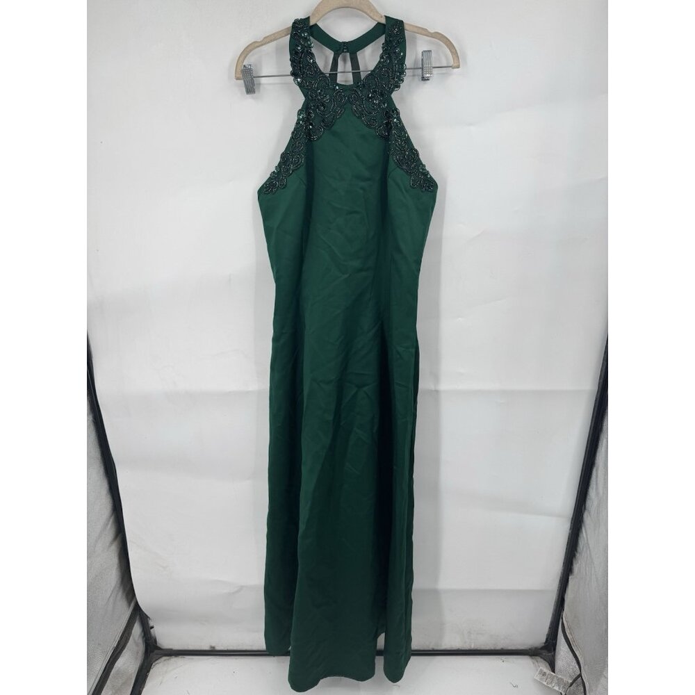 Jessica McClintock Gunne Sax‎ Maxi Beaded Dress Gown Women 14 Green Formal